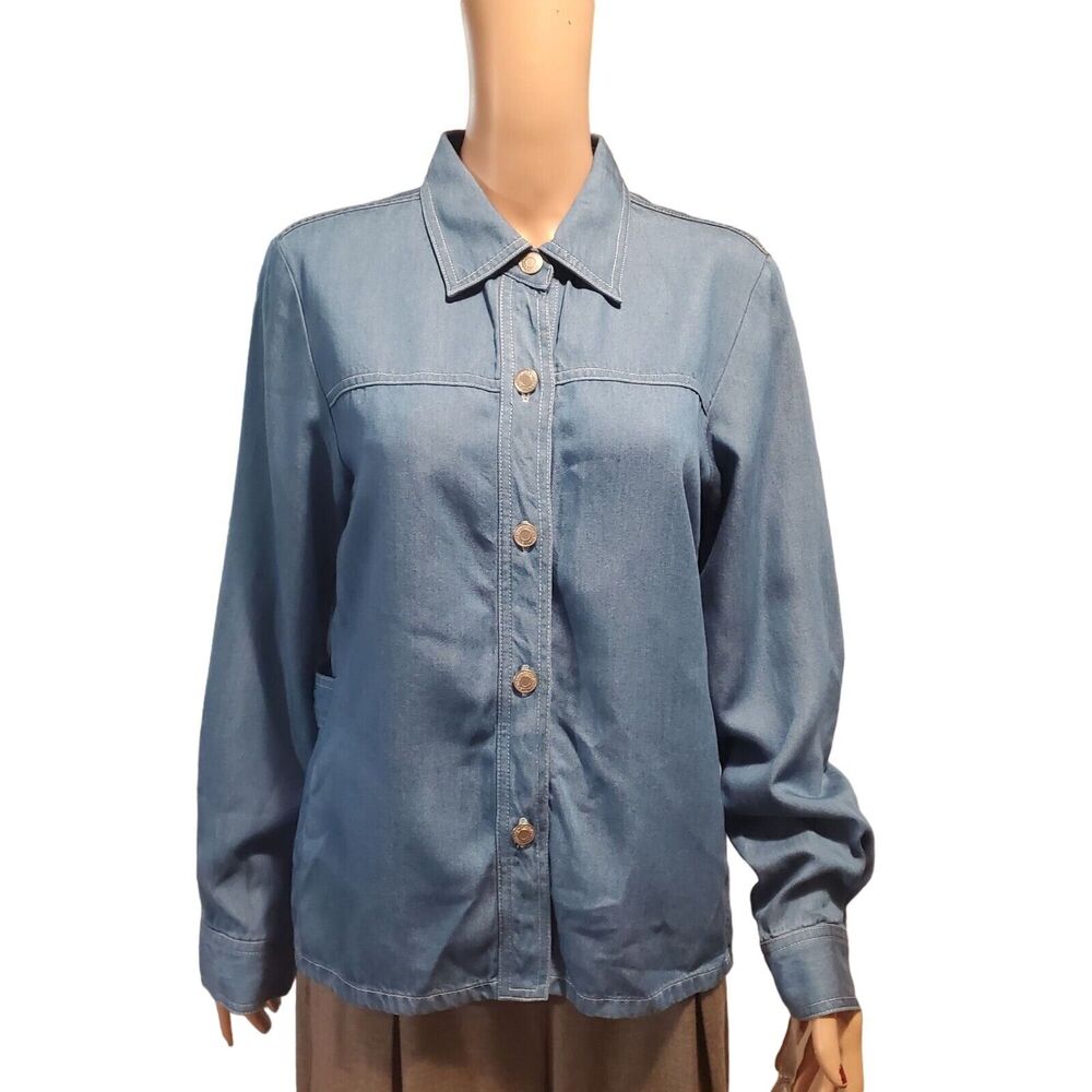 Pendleton Shirt Jacket Women's M Blue Chambray Tencel Lyocell Chore Shacket NWT